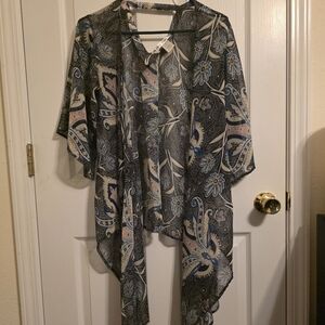 Say What? Paisley Sheer Kimono in Black and Cream